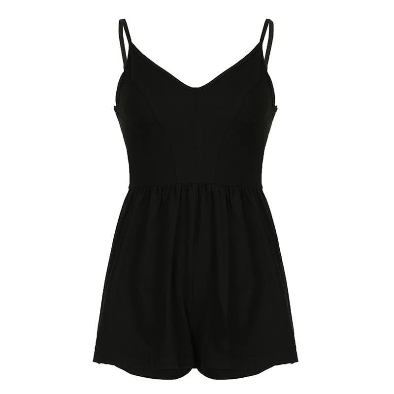 V neck cross back cami romper