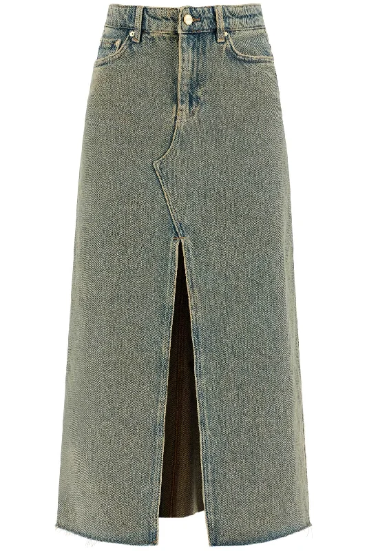 long overdyed denim maxi skirt J1477 SHITAKE